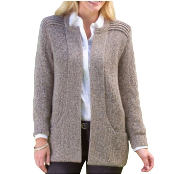 Simply Natural Linda Ebel Tan Peruvian Alpaca Open Front Cardigan Sweater OS - Picture 1 of 8